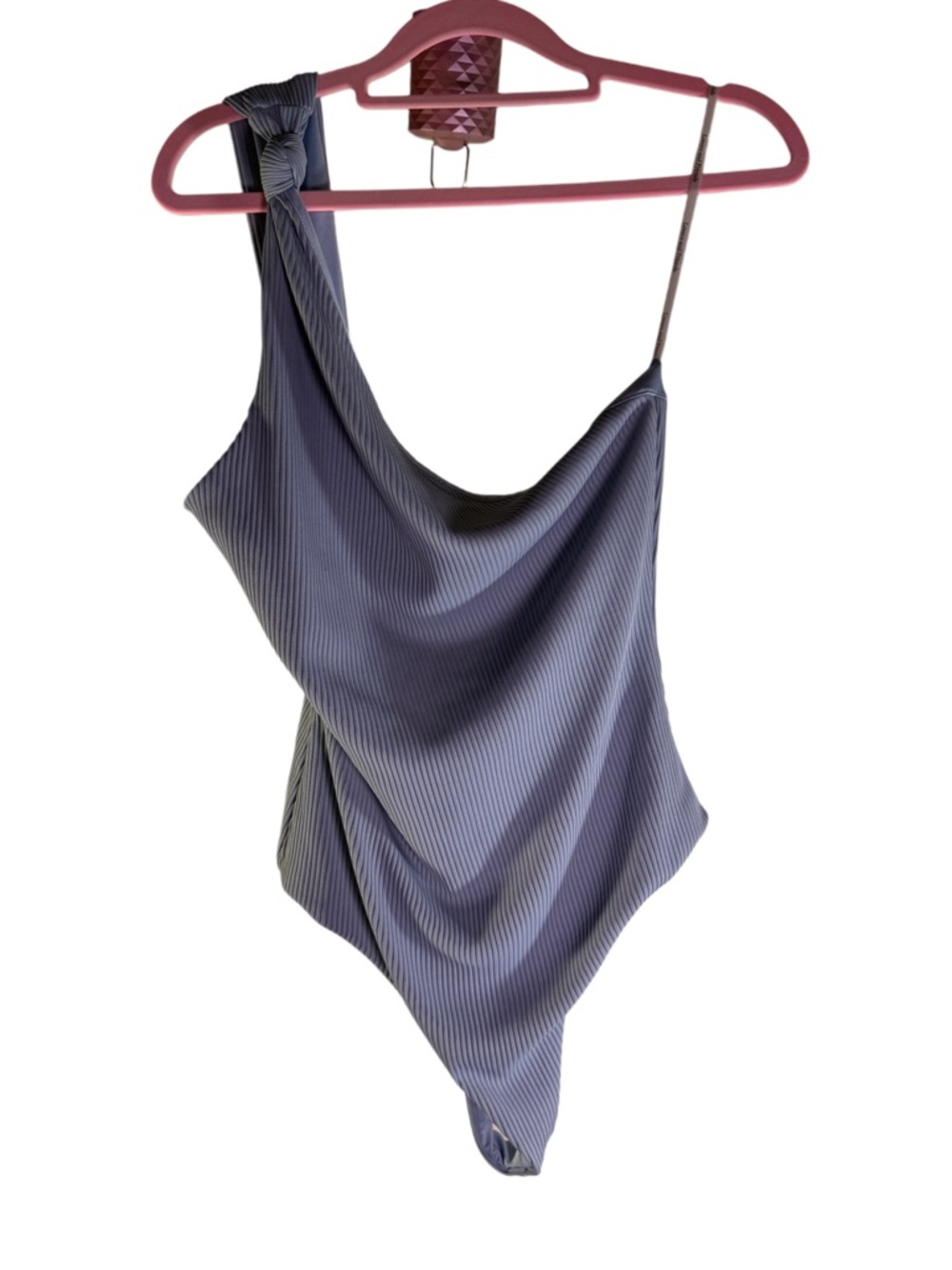 Lovers and Friends Blanche One-Shoulder Ribbed Bodysuit Powder Blue Medium